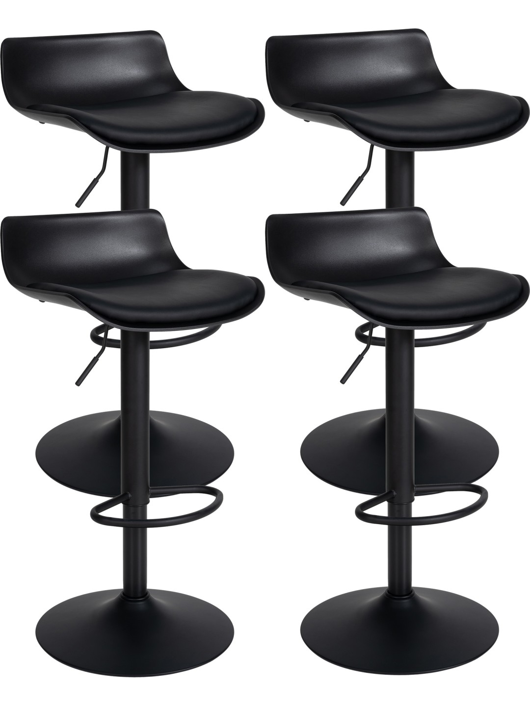 Sæt med 4 barstole Aveiro imiteret læder, sort