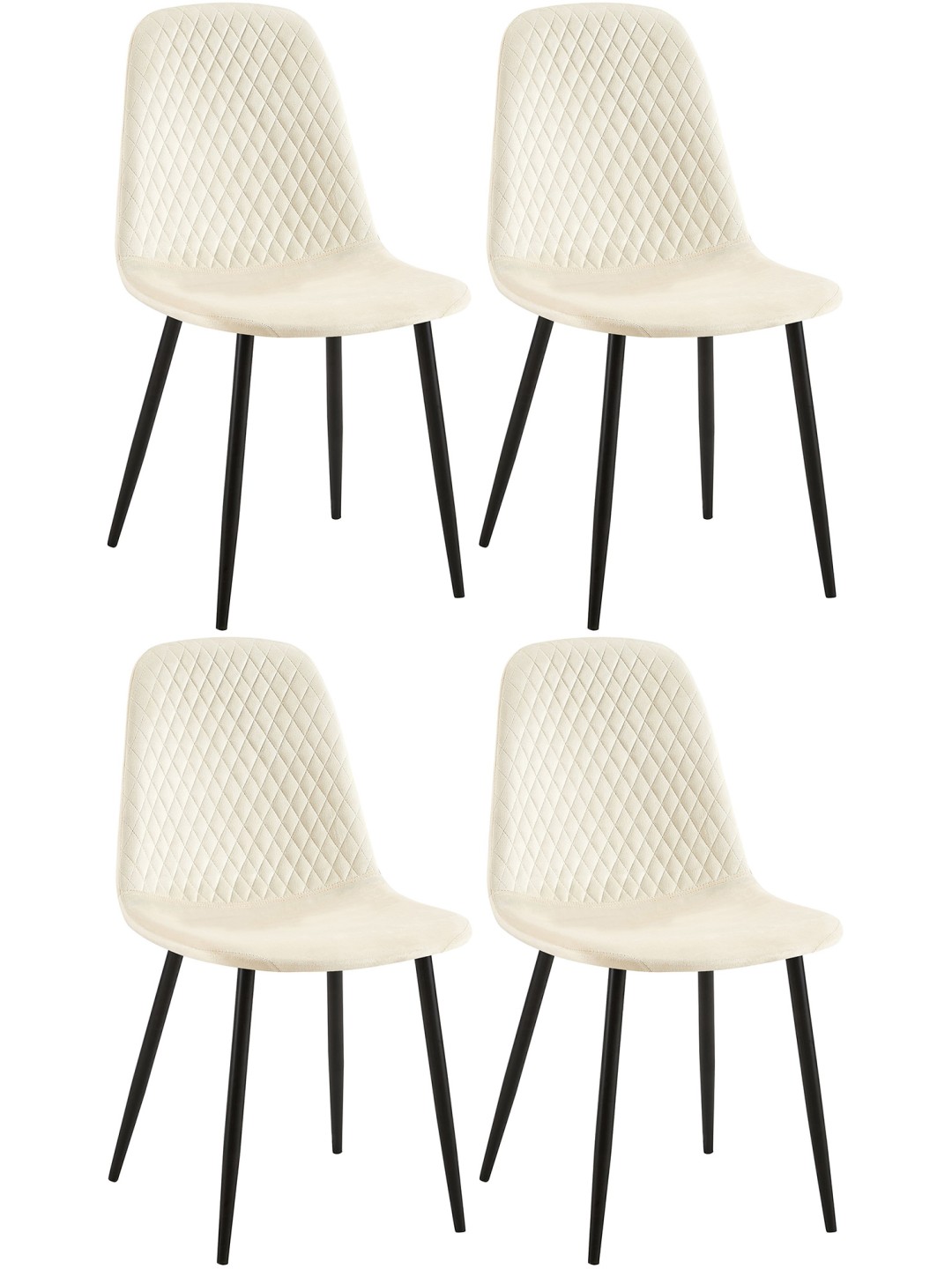 Sæt med 4 stole Giverny velvet, creme