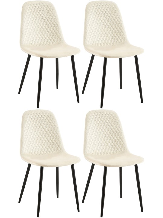 Sæt med 4 stole Giverny velvet, creme