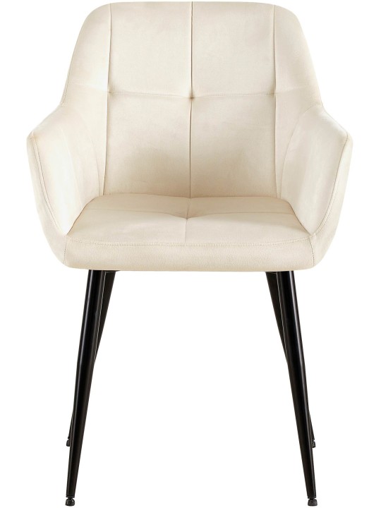 Sæt med 2 spisestuestole Emia velvet, creme