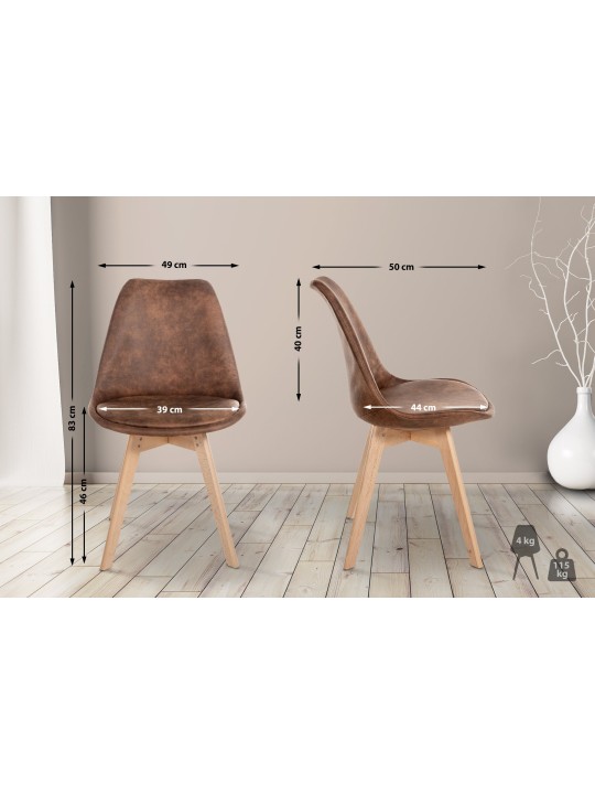 Sæt med 4 stole Linares Vintage, brun