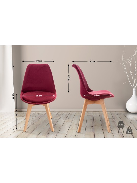 Stol Linares Velvet, bordeaux