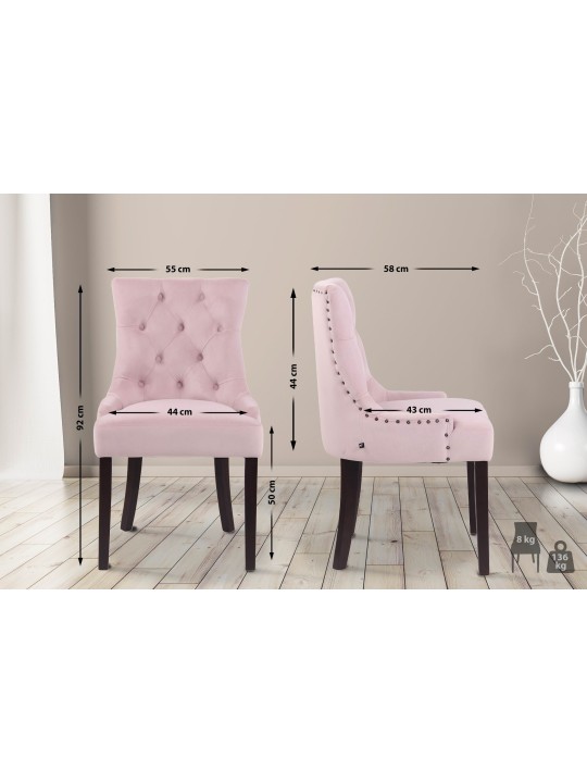 Spisestuestol Aberdeen fløjl antik, pink