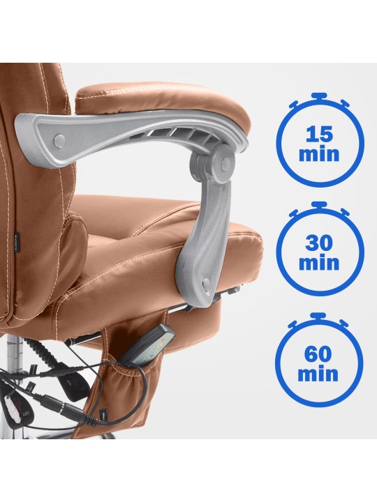 Kontorstol Pacific med massagefunktion V2 kunstlæder, lysebrun