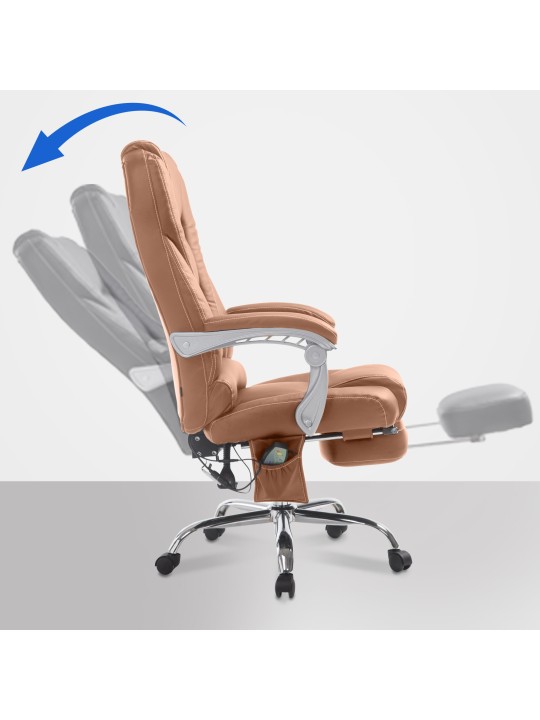 Kontorstol Pacific med massagefunktion V2 kunstlæder, lysebrun