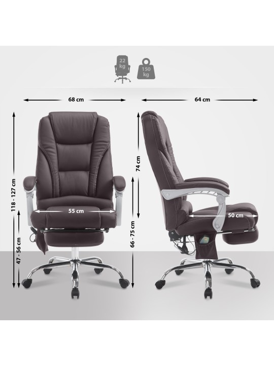 Kontorstol Pacific med massagefunktion V2, brun