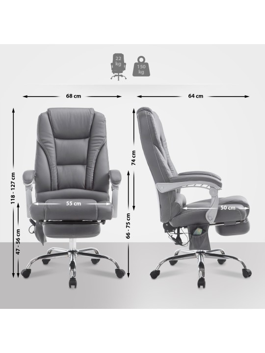 Kontorstol Pacific med massagefunktion V2, grå