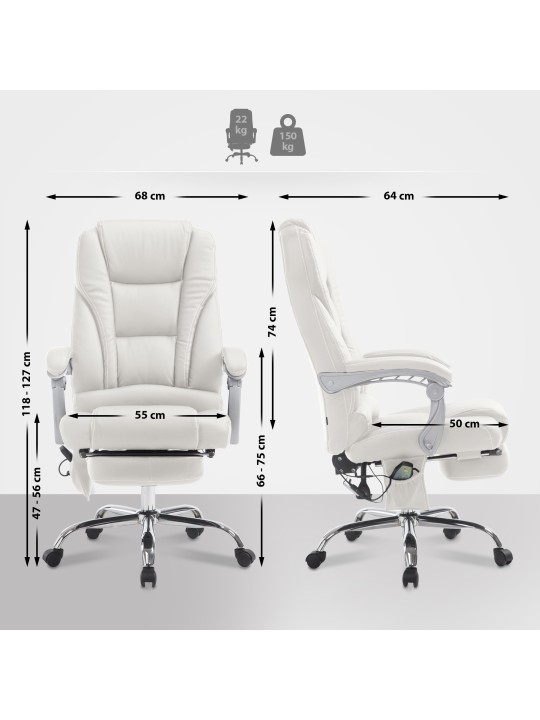 Kontorstol Pacific med massagefunktion V2, hvid