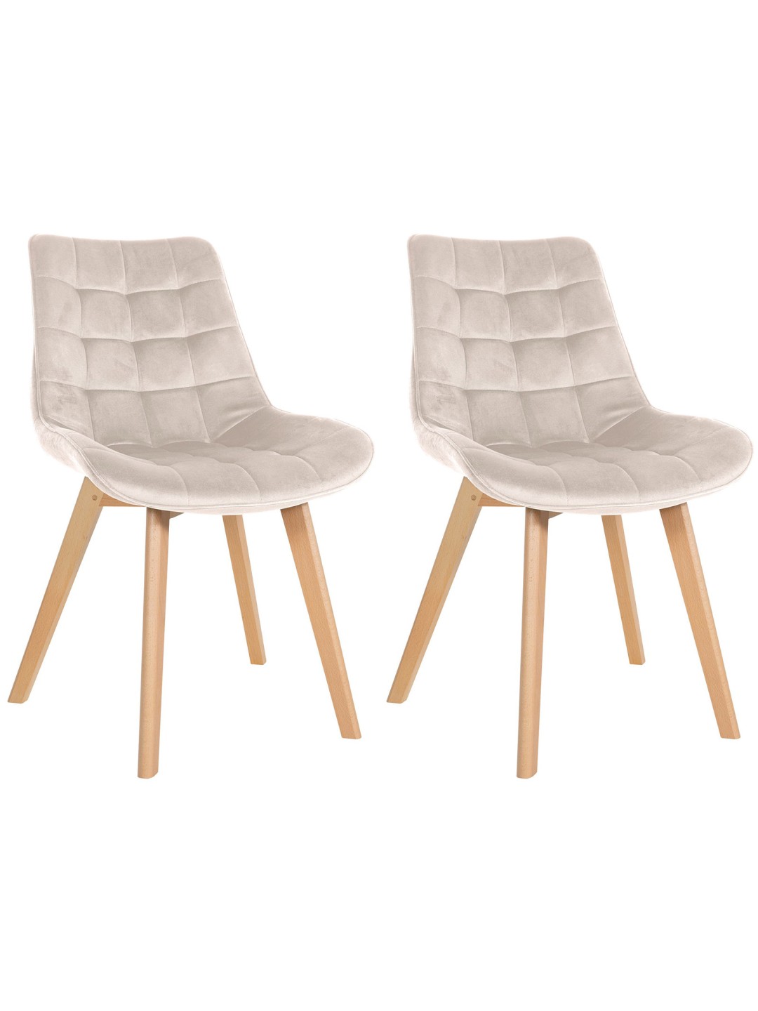 Sæt med 2 stole Brook velvet, creme