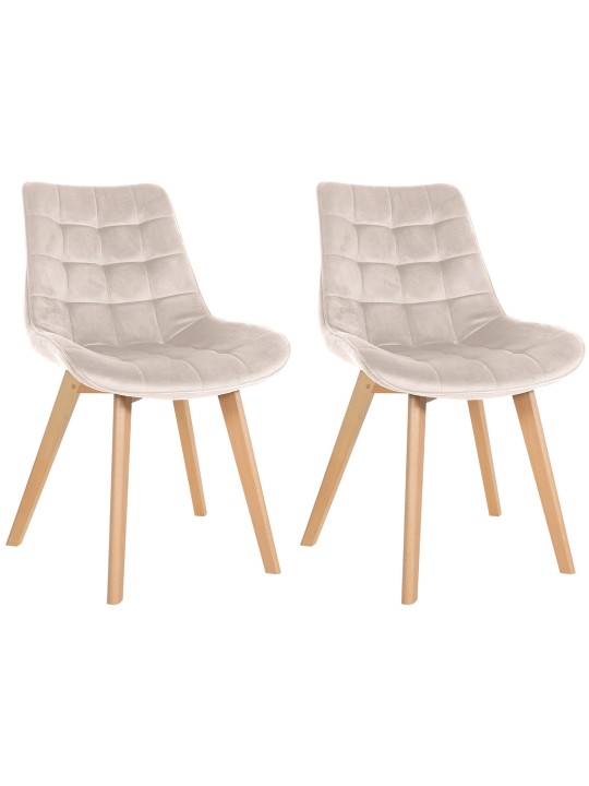 Sæt med 2 stole Brook velvet, creme