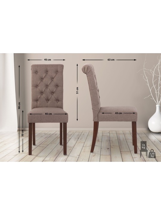 Sæt med 2 spisestuestole Lisburn Stof, taupe