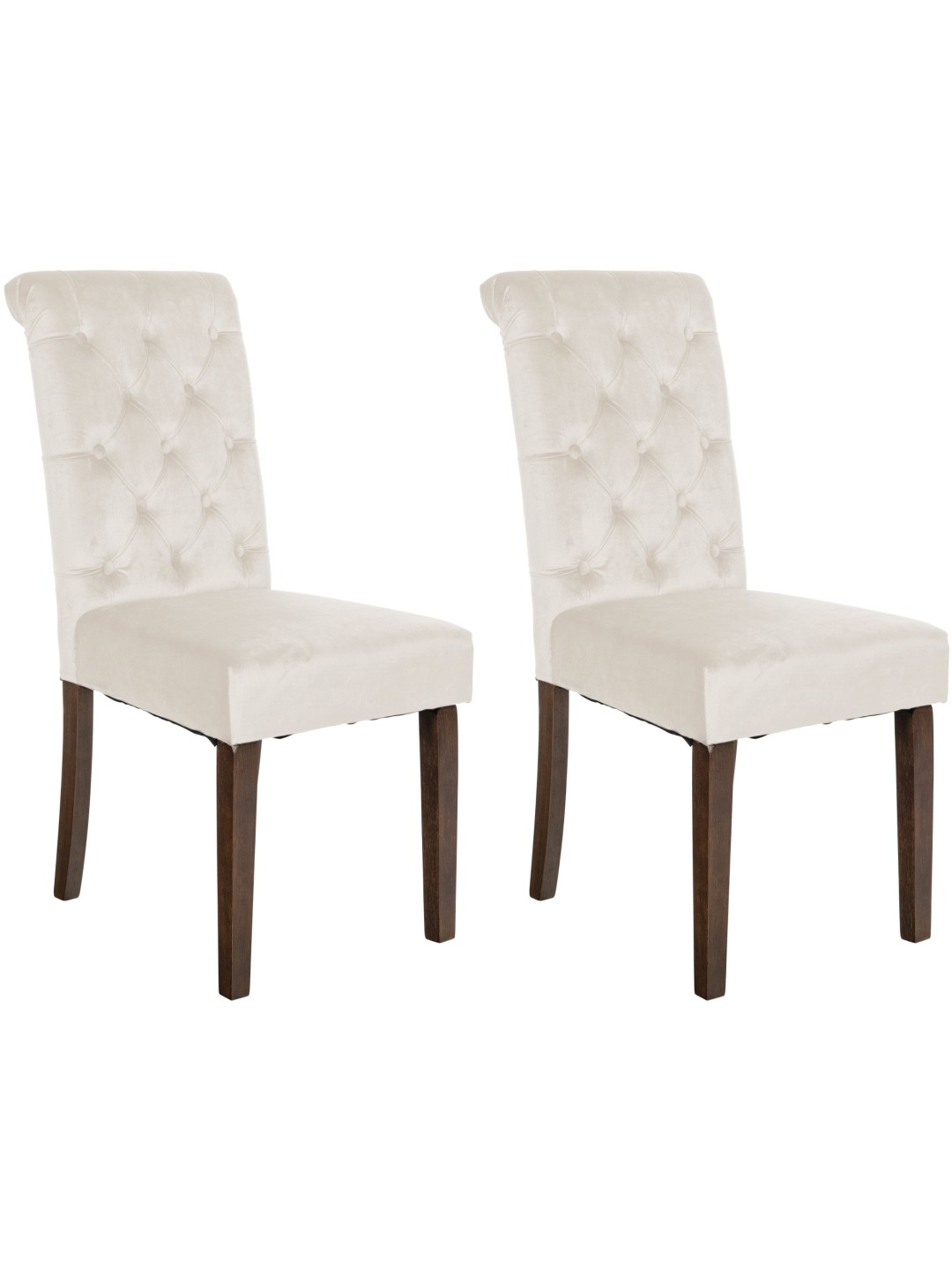 Sæt med 2 spisestuestole Lisburn velvet, creme