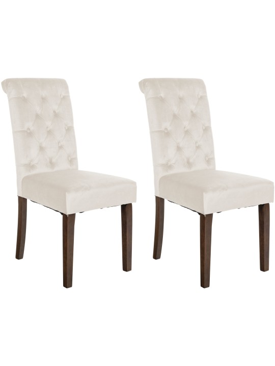 Sæt med 2 spisestuestole Lisburn velvet, creme