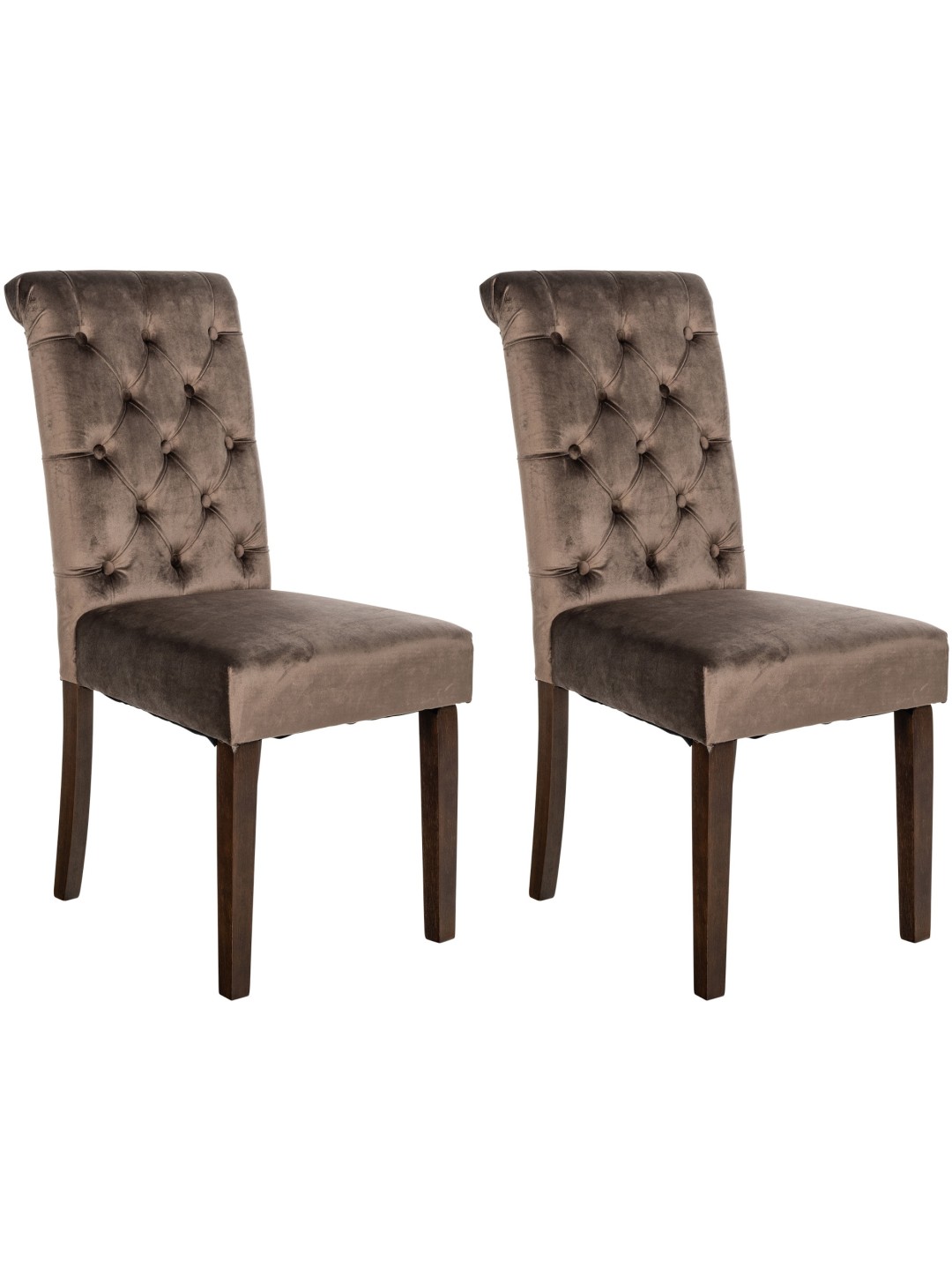 Sæt med 2 spisestuestole Lisburn velvet, brun