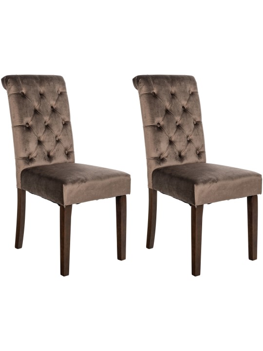Sæt med 2 spisestuestole Lisburn velvet, brun
