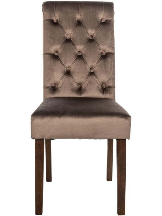 Sæt med 2 spisestuestole Lisburn velvet, brun