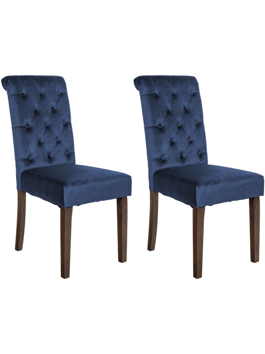 Sæt med 2 spisestuestole Lisburn velvet, blå