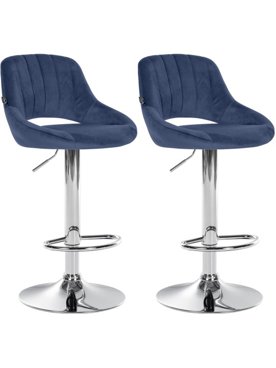 Sæt med 2 barstole Milet velvet C, blå