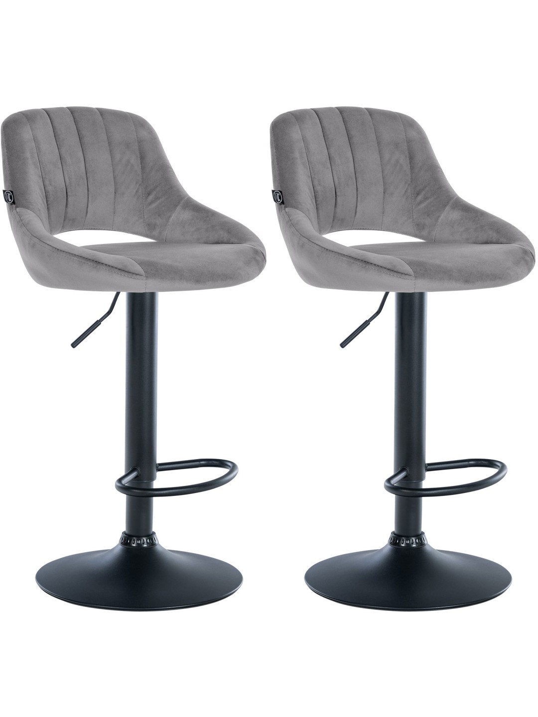 Sæt med 2 barstole Milet velvet B, mørkegrå