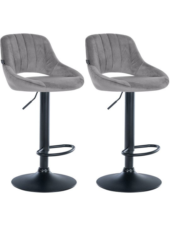 Sæt med 2 barstole Milet velvet B, mørkegrå