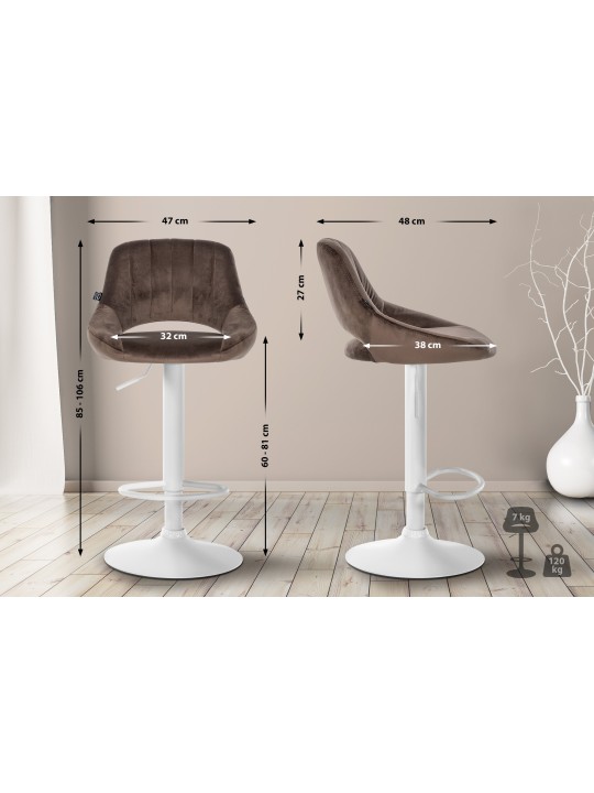 Sæt med 2 barstole Milet velvet W, brun
