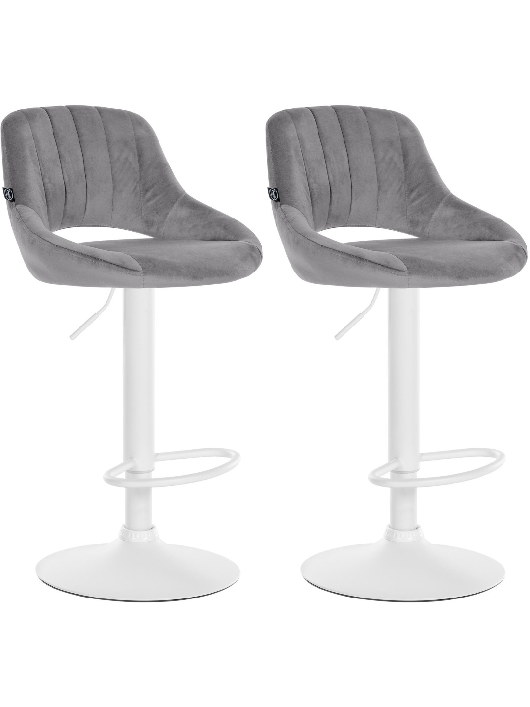 Sæt med 2 barstole Milet velvet W, mørkegrå
