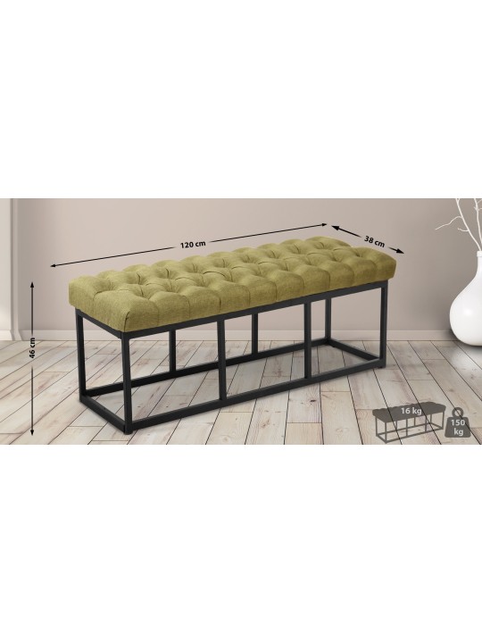 Bænk Amun stof 120 cm, grøn Bænk Amun stof 120 cm, grøn