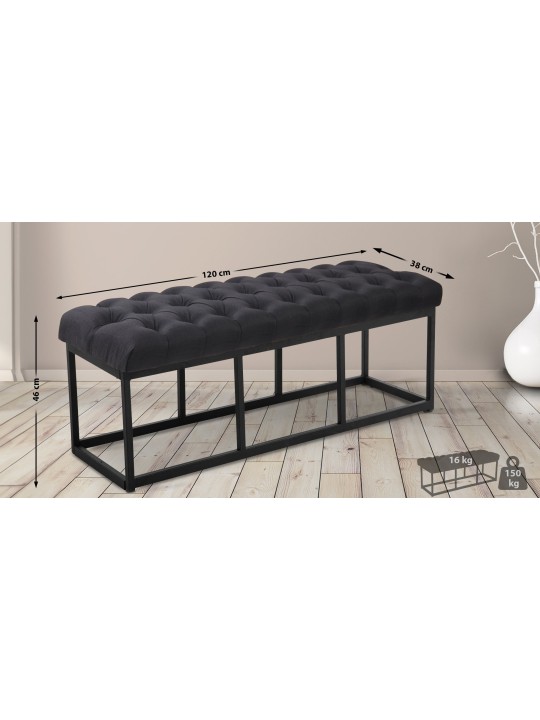 Bænk Amun stof 120 cm, sort Bænk Amun stof 120 cm, sort