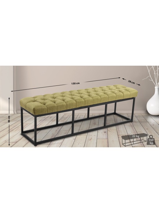 Bænk Amun stof 150 cm, grøn Bænk Amun stof 150 cm, grøn
