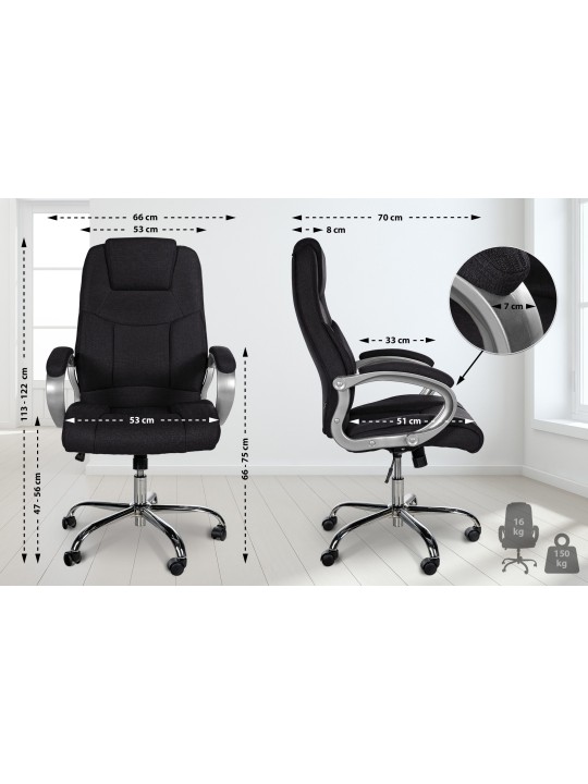 Kontorstol BIG Apollo stof, sort
