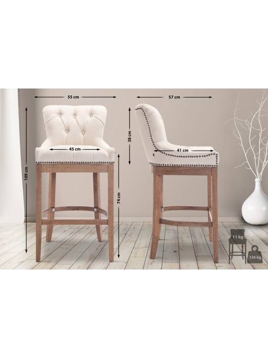 Barstol Lakewood stof, antik lys, creme