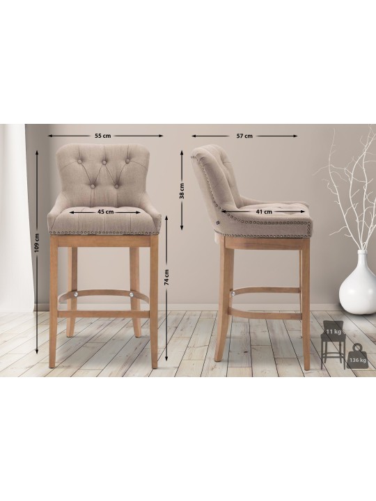 Barstol Lakewood stof, antik lys, taupe