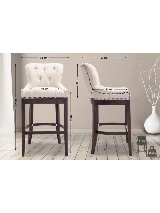 Barstol Lakewood stof, antik, creme