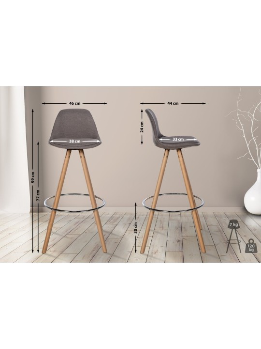 Barstol Corbin stof rund natur, taupe