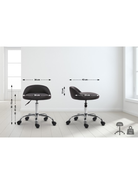 Arbejdsskammel Teramo imiteret læder, sort