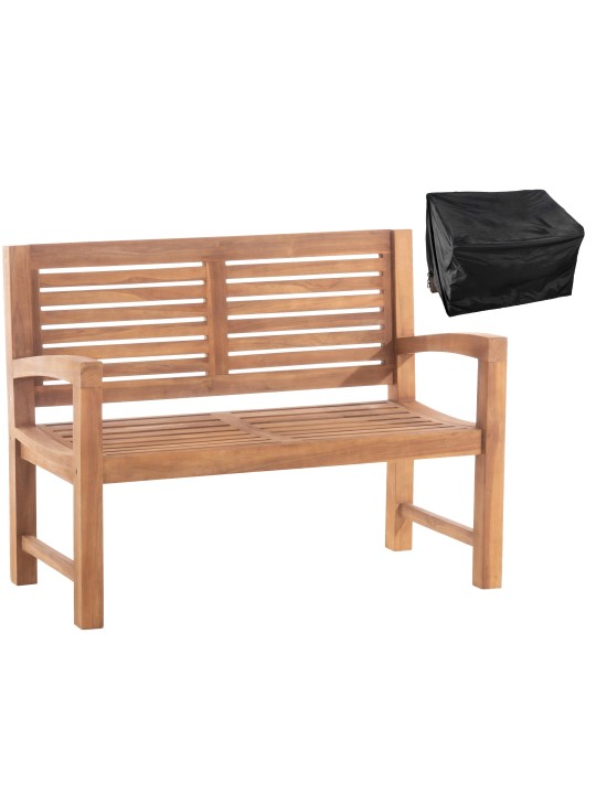 Teak bænk Halden 120 cm med betræk, teak