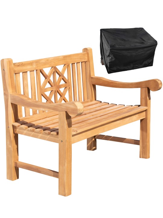 Teak bænk Florida 120 cm med betræk, teak
