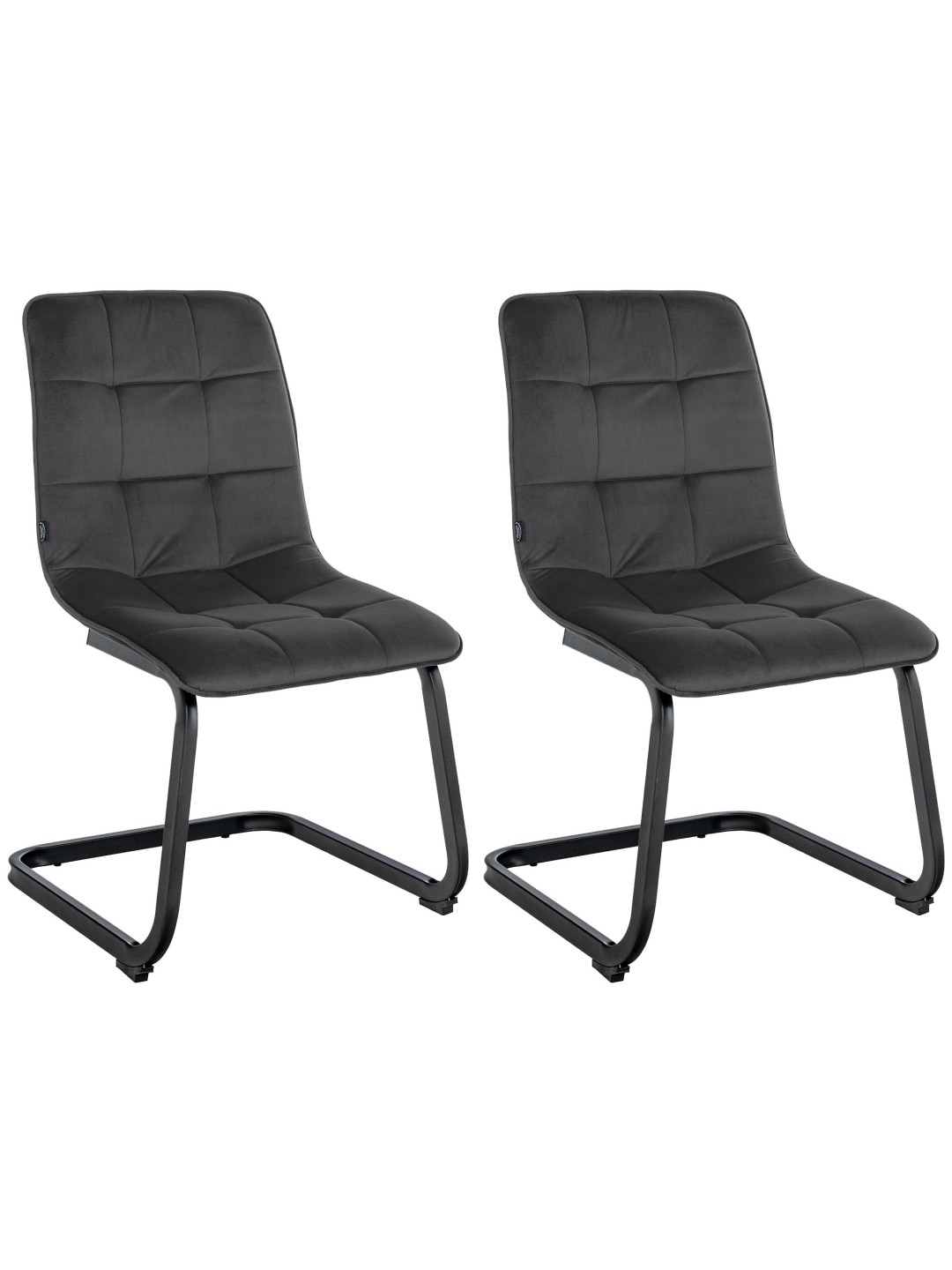 Sæt med 2 spisestuestole Vermont velvet, sort
