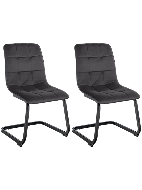 Sæt med 2 spisestuestole Vermont velvet, sort