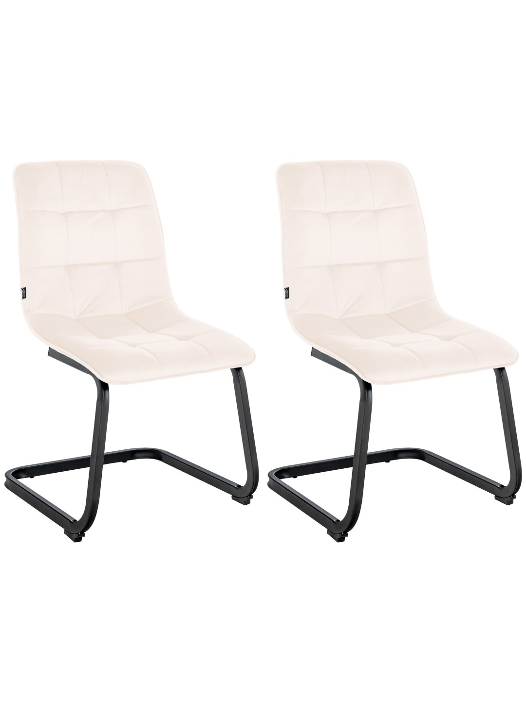 Sæt med 2 spisestuestole Vermont velvet, creme
