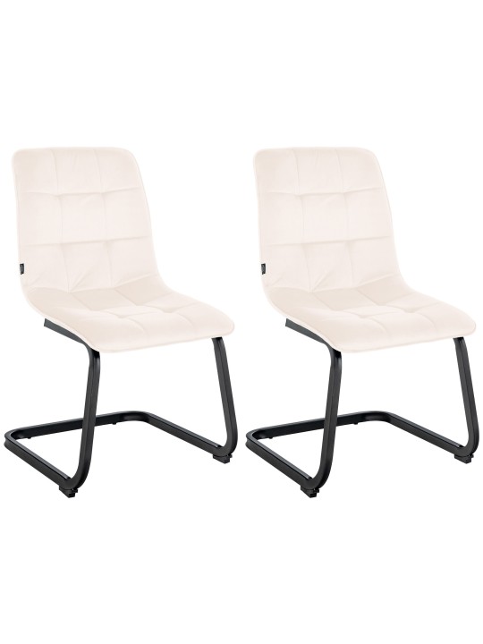 Sæt med 2 spisestuestole Vermont velvet, creme