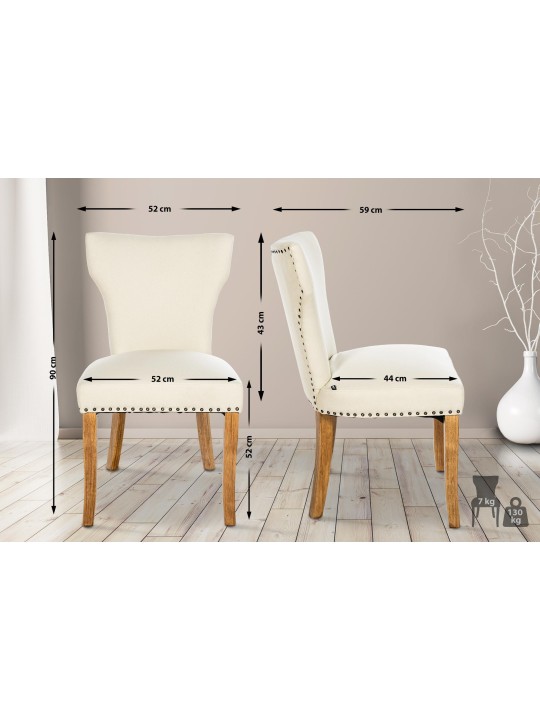 Spisestuestol Zadar stof antik-lys, creme
