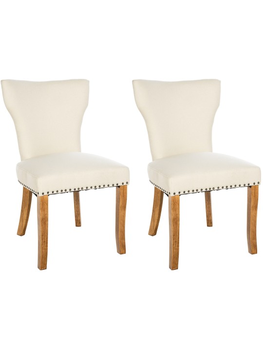 Sæt med 2 spisestuestole Zadar stof antique-light, creme