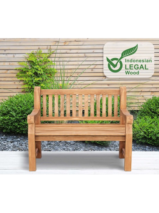 Teak bænk Jackson 120 cm med betræk, teak