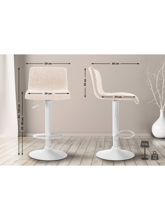 Barstol Hoover stof W, creme