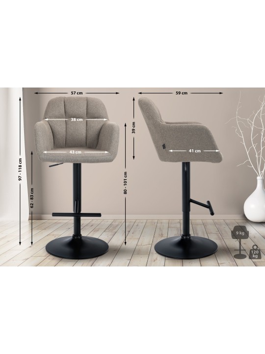 Barstol Natoma stof, taupe