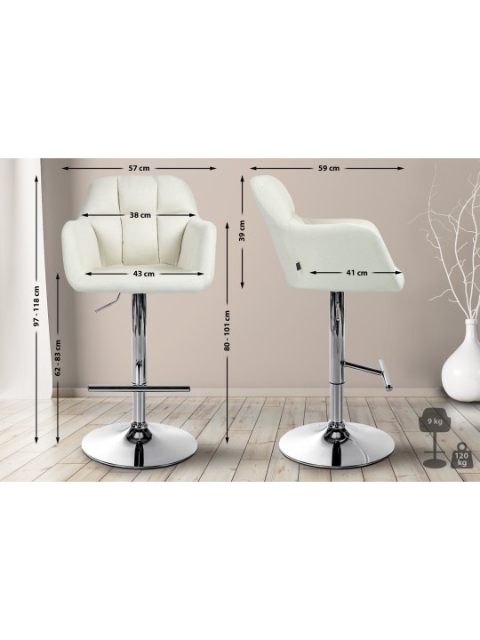 Barstol Natoma stof krom, creme
