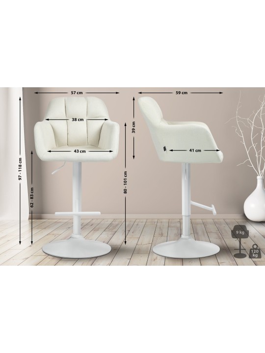Barstol Natoma stof, creme