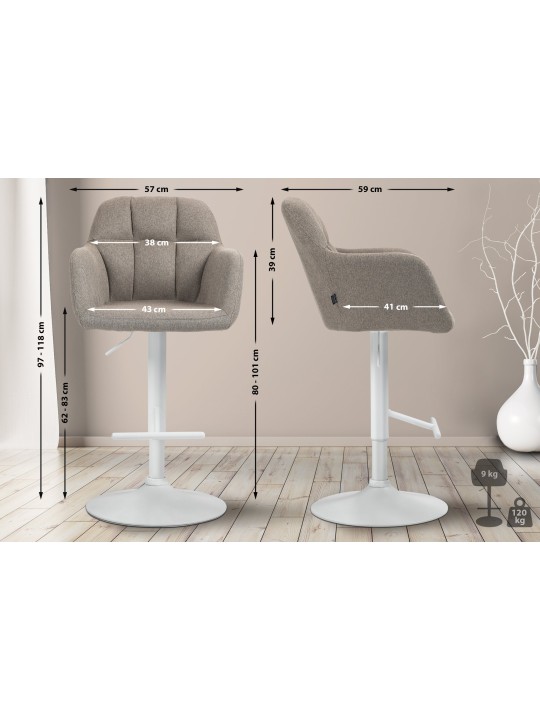 Barstol Natoma stof, taupe