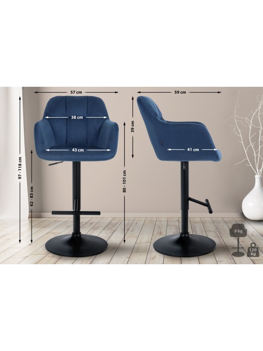 Barstol Natoma velvet, blå
